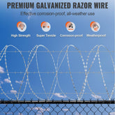 Razor Wires, 147 ft Razor Barbed Wire, 3 Rolls Razor Wire Fencing Razor Fence, Double Spiral Razor Ribbon Barbed Wire Galvanized Razor Wire Fence, Rolls Razor for Garden